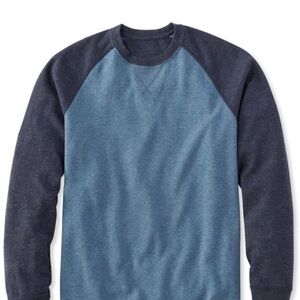 L.L. Bean Heather Blue Body with Navy Raglan Long Sleeve Tee #3